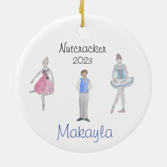 Customisable Nutcracker Fritz, Flower, Marzipan  Ceramic Ornament (Back)