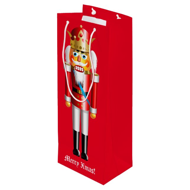 Customisable Nutcracker King Wine Gift Bag (Back Angled)