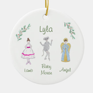 Customisable Nutcracker Lamb/Baby Mouse/Angel Ceramic Ornament
