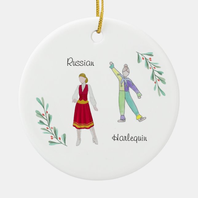 Customisable  Nutcracker Rusisian/Columbine Ceramic Ornament (Front)