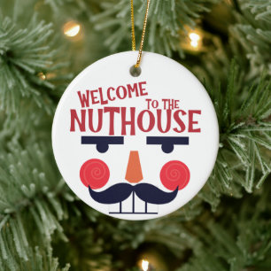 Customisable Nuthouse Funny Christmas Holiday Ceramic Ornament
