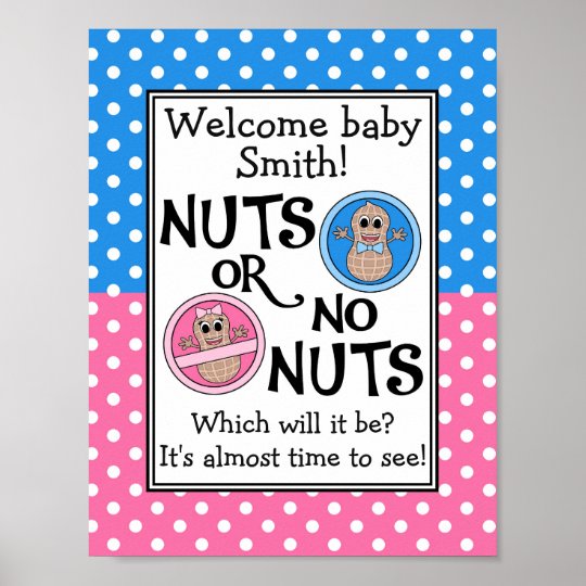 Customisable Nuts Or No Nuts Gender Reveal Poster Au 