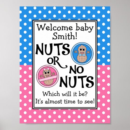 Customisable Nuts Or No Nuts Gender Reveal Poster Zazzle au