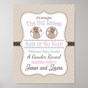 Customisable Nuts or No Nuts gender reveal poster