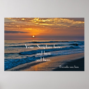 Customisable Ocean Sunset image with placeholders Poster