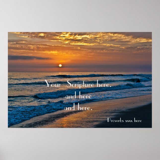 Customisable Ocean Sunset image with placeholders Poster (Front)