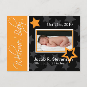 Customisable October Baby Birth Announcement Postcard