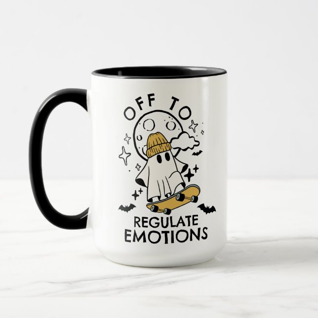 Customisable Off To Regulate Emotions Ghost Mug (Left)