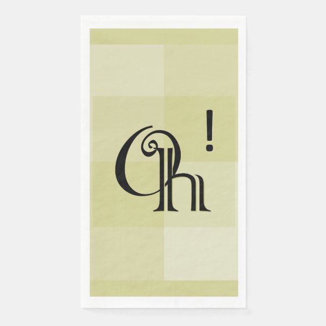 Customisable Oh! Fun, Modern Typography Art Yellow Napkin (Front)