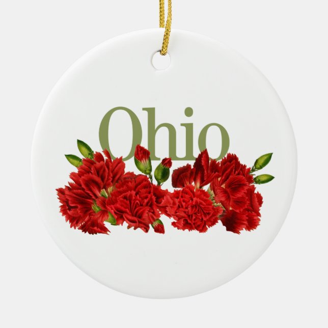 Customisable Ohio Ornament with Carnations (Front)