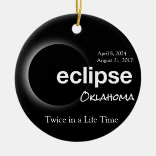 Customisable Oklahoma Solar Eclipse 2017 2024  Ceramic Ornament