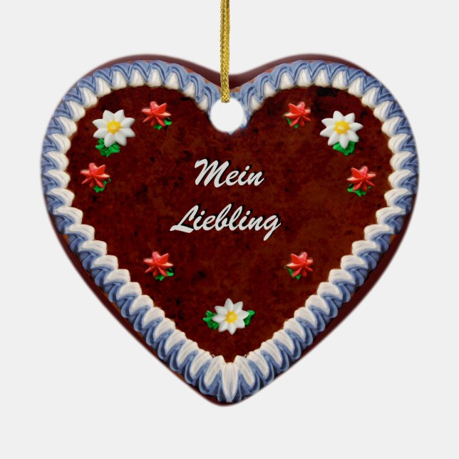 Customisable Oktoberfest Heart Ceramic Ornament (Back)