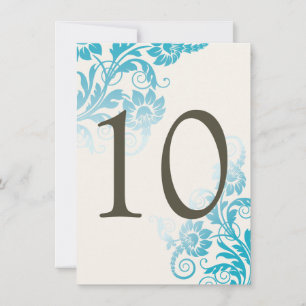 Customisable Ombre Teal Table Number Cards