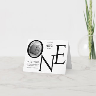 Customisable ONE First Birthday Photo Invitation