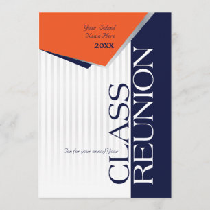 Customisable Orange and Blue Class Reunion Invitation