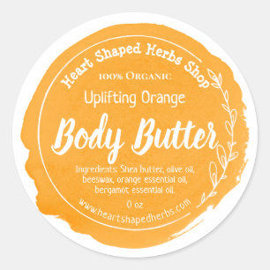 Customisable Orange Body Butter Label Handmade