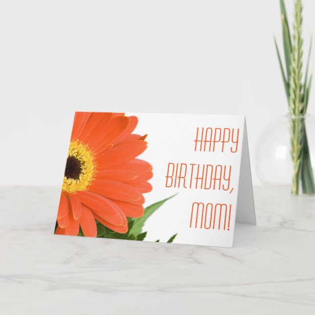 Customisable Orange Daisy Birthday Card for Mum (Front)