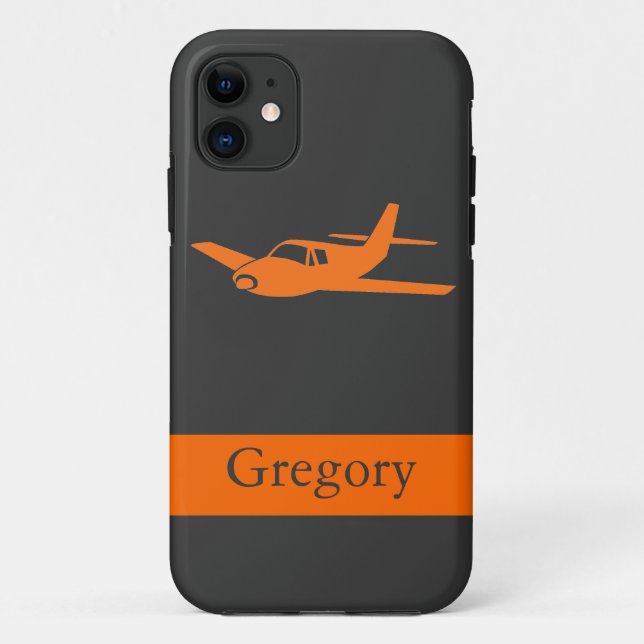 Customisable orange grey aeroplane iphone 5 case (Back)
