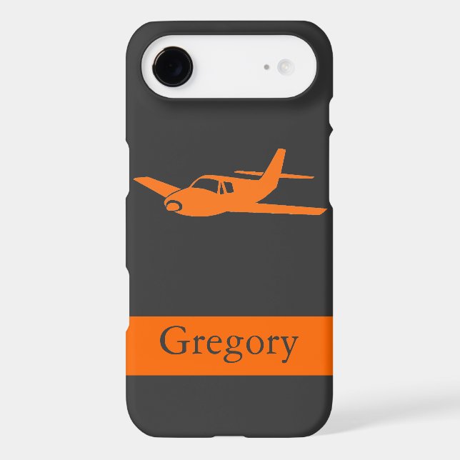 Customisable orange grey aeroplane iPhone 7 case (Back)