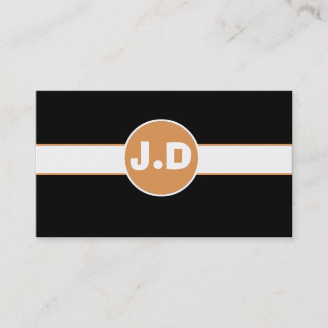 Customisable Orange Monogram Business Cards (Front)