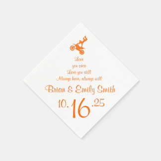 Customisable orange motocross biker paper napkins