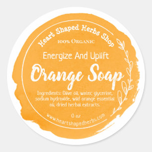 Customisable Orange Soap Label Handmade Business