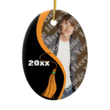 Customisable Orange Wave Graduation Ornament
