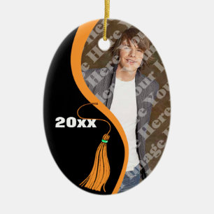 Customisable Orange Wave Graduation Ornament