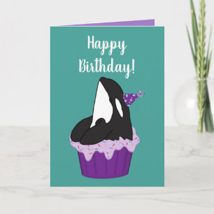 Customisable Orca Killer Whale Birthday Card