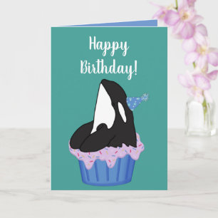 Customisable Orca Killer Whale  Birthday Card