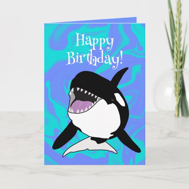 Customisable Orca Killer Whale  Birthday Card (Front)