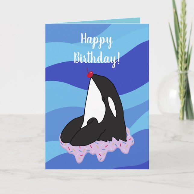 Customisable Orca Killer Whale  Birthday  Card (Front)