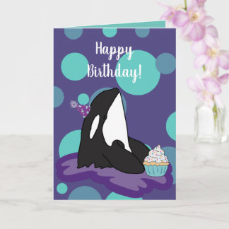 Customisable Orca Killer Whale Birthday Card