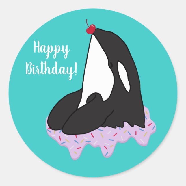 Customisable Orca Killer Whale  Birthday  Classic  Classic Round Sticker (Front)