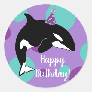 Customisable Orca Killer Whale Birthday Classic Round Sticker