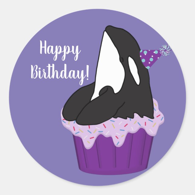 Customisable Orca Killer Whale  Birthday  Classic  Round Sticker (Front)