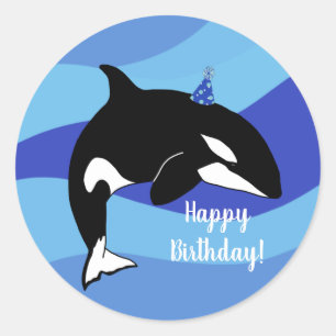 Customisable Orca Killer Whale  Birthday  Classic Round Sticker