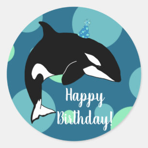 Customisable Orca Killer Whale Birthday Classic Round Sticker
