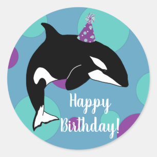 Customisable Orca Killer Whale  Birthday Classic Round Sticker