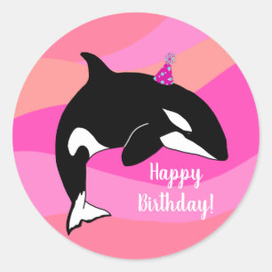 Customisable Orca Killer Whale Birthday Classic Round Sticker