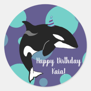 Customisable Orca Killer Whale Birthday Classic Round Sticker