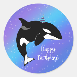 Customisable Orca Killer Whale Birthday Classic Round Sticker