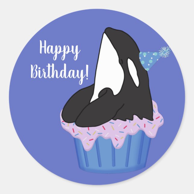 Customisable Orca Killer Whale  Birthday  Classic Round Sticker (Front)