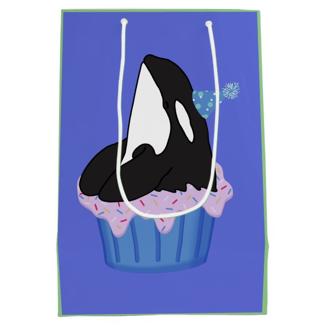 Customisable Orca Killer Whale Birthday Medium Gift Bag (Back)