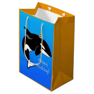 Customisable Orca Killer Whale Birthday Medium Gift Bag