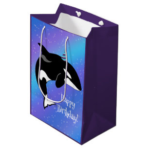 Customisable Orca Killer Whale Birthday Medium Gift Bag