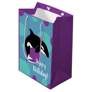 Customisable Orca Killer Whale Birthday Medium Gift Bag