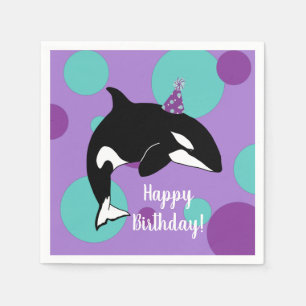 Customisable Orca Killer Whale Birthday Napkin