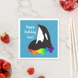 Customisable Orca Killer Whale Birthday Napkin