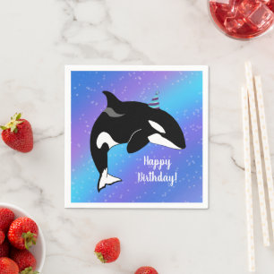 Customisable Orca Killer Whale Birthday Napkin